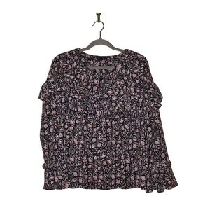 J.CREW $98 Ruffle Crinkle Chiffon Top in Floral Flourish‎ Medium